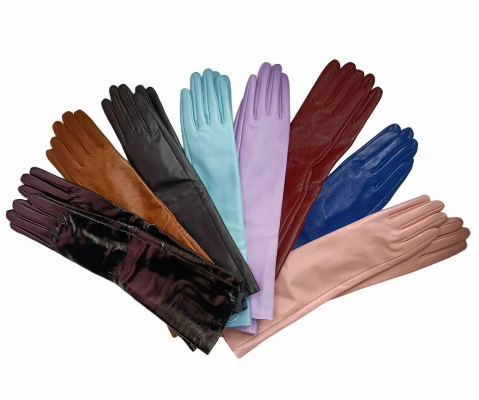 Women New 40cm(15.7") Long Real Sheep Leather Elbow Long Gloves - Image 1 of 1