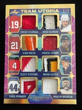 2022-23 Leaf In The Game Used Yzerman/Mikita/Pronger/Gilmour Team Utopia; SN#1/1