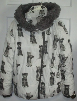 SIGUIENTE UK Gatitos Gatitos Gatitos Abrigo Niñas Talla 16 Cremalleras Con Capucha Peso Medio Raro Lindo! Foto 1 de 4