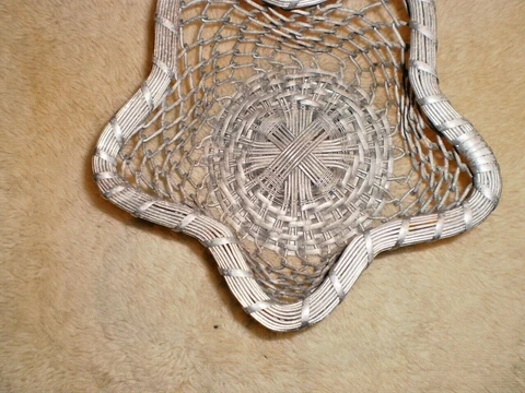 vintage star shaped silver tone metal woven wire basket patriotic decor Cover