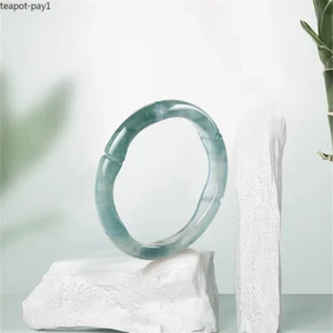 Jade Ice Species Blue Water Three-dimensional Carved Bamboo Ring Jewelry - Picture 1 of 4