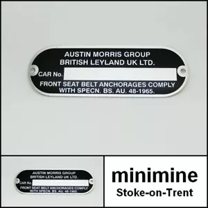 Mini placa de chasis clásico Austin Morris British Leyland CP339 bmc cooper en blanco - Imagen 1 de 1