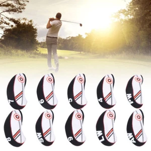 10PCS Neoprene Black Red Waterproof Iron Club Headcover Putter Head Cover - Picture 1 of 10
