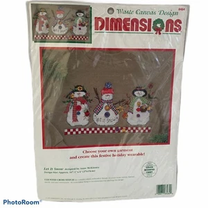 New Dimensions Let it Snow Snowman Waste Canvas Design Counted Cross Stitch Kit - Picture 1 of 5