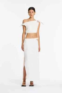 BNWT SIR THE LABEL IVORY BETTINA TIE MIDI SKIRT - SIZE 0P/6 AU PETITE/0 US - Picture 1 of 8