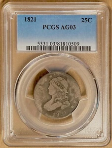 1821 PCGS AG03 Capped Bust Quarter 25c - Picture 1 of 2
