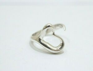 Tiffany & Co. Sterling Silver Elsa Peretti Open Heart Ring Size 7"