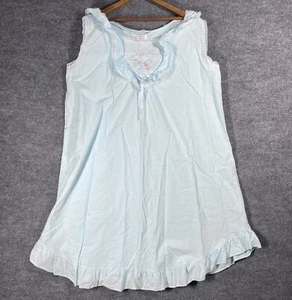 VINTAGE Ashley Taylor II Nightgown Size 24W-44 Cotton Blue Ruffle Frill Floral - Picture 1 of 16
