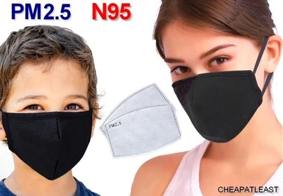 Masque Tissu Anti-Pollution Taille S + Filtre Charbon Actif sanitaire Pm2.5 N95 - Photo 1/4