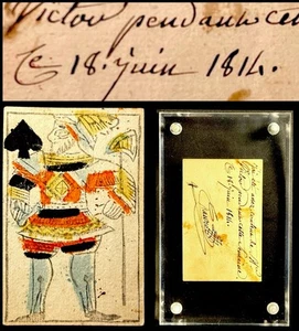 1700s Napoleon's Abdication Era Historic Jack of Spades Woodblock Playing Card - Picture 1 of 24
