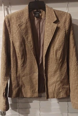 Blazer Willi Smith Bronceado Carmelo Manga Larga Mujer Talla Pequeña Forrado Bordado  Foto 1 de 4