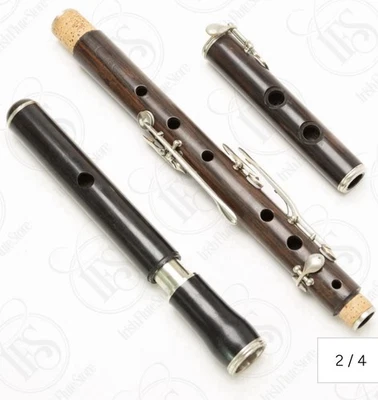 Antique Wood Army & Navy Co Society Cocus 6-Key Eb Irish Simple System Flute - Image 1 of 2
