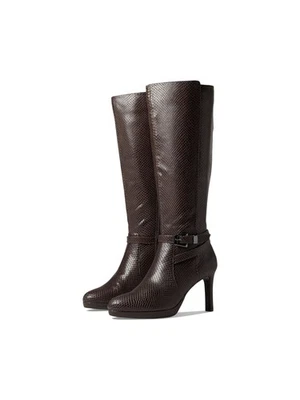 NATURALIZER Mujeres Marrón Piel de Serpiente Punta Taelynn Stiletto Botas Cuero 7.5 M WC Foto 1 de 3