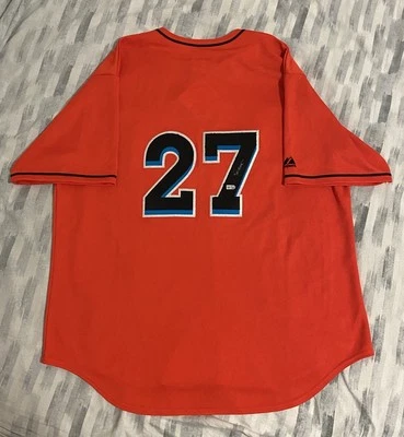Camiseta Auténtica Autografiada MLB HOLO Firmada por Giancarlo Stanton de los Miami Marlins Foto 1 de 4