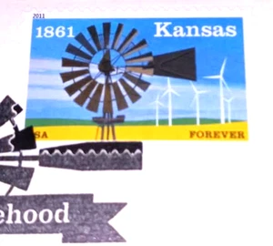 Kansas Statehood - 150th Year - 2011 22kt Golden Replica Stamps - Gold Replicas - Bild 1 von 4