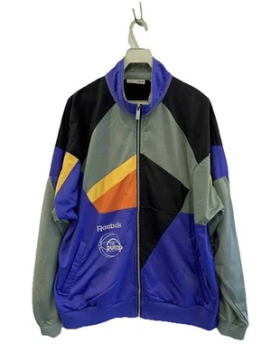 Reebok The Pump Vtg 90s Track Jacket Colorblock Blue Gray Black Orange Sz L #96 - Image 1 of 4