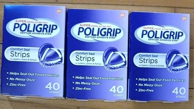 3 tiras de sellado súper poligrip fuertes cómodas 40 cada caja - envío gratuito caducidad 5/2028 Foto 1 de 2