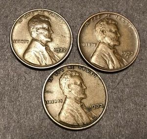 1932-P D 1933-P Lincoln grano centesimo lotto di 3 monete ottime condizioni - Foto 1 di 5
