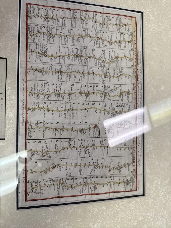 1766 ribbon road map london  to carlisle  gentleman’s magazine  1766 - Image 1 of 4