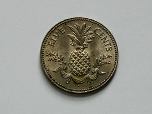 Bahamas 1975 5 Cent Münze vz getönt-glänzend mit Ananas & Wappen - Bild 1 von 2