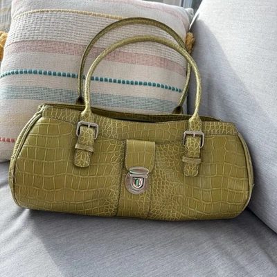 Liz Claiborne Green Faux Crocodile Shoulder Bag Baguette Y2K 90s Vintage - Image 1 of 4