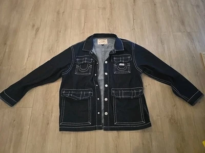 Jaqueta jeans masculina True Religion manga longa colarinho tamanho, grande - Imagem 1 de 4