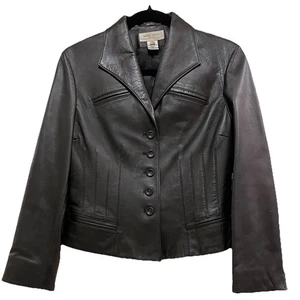 Chaqueta Blazer De Colección Nine West Cuero Negro Manga Larga Talla MP - Imagen 1 de 6