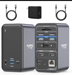 4URPC : Station d'accueil USB C double moniteur, double station d'accueil HDMI USB C, station d'accueil pour ordinateur portable - Photo 1/8