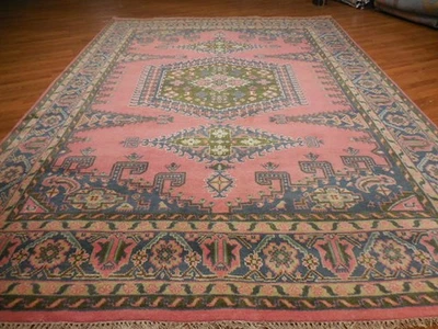 Alfombra turca Oushak, alfombra geométrica moderna, alfombra bohemia hecha a mano 9x12 pies Foto 1 de 4