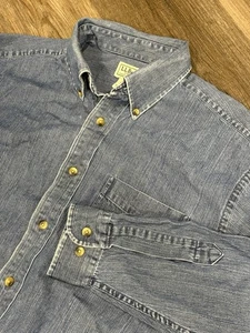 LL Bean Shirt Mens Medium Denim Regular Fit Long Sleeve Button Outdoor Workwear - Picture 1 of 6