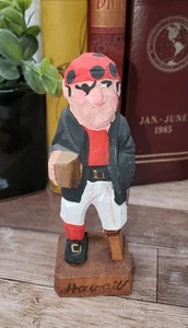 Vintage 4 1/2" Hand Carved Wood Figure Drunken Sailor Fisherman Nautical - Picture 1 of 4