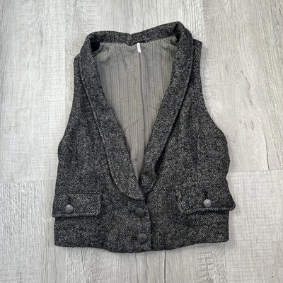 Free People Black Melange Shrunken Tailored Vest Size Small - Perfect Condition - Image 1 of 4