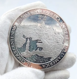 ITALIA Medaglia 1992 500° Anniversario Scoperta dell'America 5 Once Argento - Imagen 1 de 6