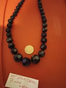 Schwarze große Kunststoff Perlen 22" Halskette - Bild 1 von 10