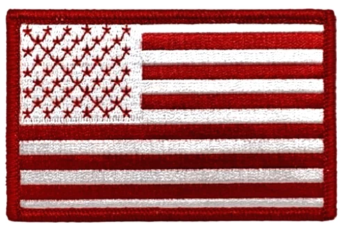 US AMERICAN FLAG RED & WHITE 100% EMBROIDERED PATCH - Image 1 of 1