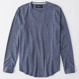 A&F Abercrombie & Fitch men's long sleeve Pocket T blue white strips small - Picture 1 of 3