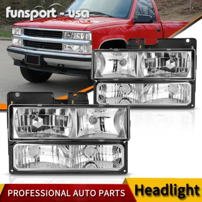4 piezas de repuesto de faros cromados para Chevy GMC C/K 1500 95-99 Tahoe 1990-1999 Foto 1 de 4