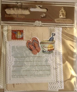 CAROL WILSON FINE ARTS A Day At The Beach 5 pc Die Cut & Embossed Journal Tags   - Picture 1 of 2