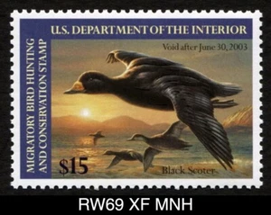 RW69 XF MNH 2002 Black Scoters US Federal Duck Stamp Migratory Waterfowl - Picture 1 of 3