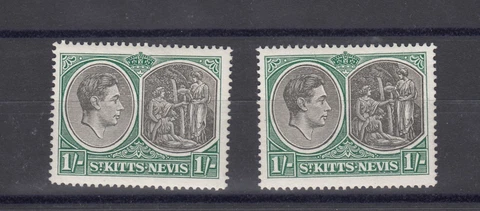St Kitts & Nevis KGVI 1943 1/- Break In Value Tablet SG75a MLH BP640 Cover