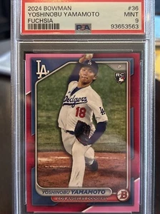 2024 Bowman Yoshinobu Yamamoto Fuchsia #36 RC Rookie PSA 9 - Picture 1 of 2