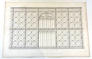 1858 Architekturgravur Druck EISERNER ZAUN SAKRISSERIE KIRCHE KREUZ FLORENZ - Bild 1 von 17