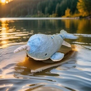 Carters Baby Blue Narwhal Plush Stuffed Animal Toy Lovey Blue & White 11.5” 2018 - Picture 1 of 23