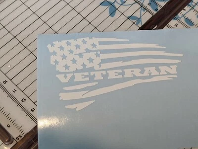 USA Flag Distressed veteran decal  vinyl graphic American car truck window  - Image 1 of 2
