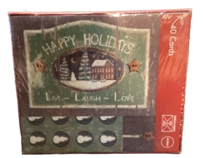 40 Holiday Cards W Gift Box Seals Peel Stick  Envelopes Live Laugh Love Cabin Ne - Image 1 of 4