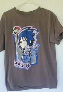 Naruto Shippuden Sasuke Uchiha T-Shirt Men's Size L 20th Anniversary Shirt