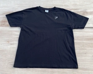 GYMSHARK Logo T-Shirt Girocollo Manica Corta Cotone Uomo Nero Taglia M Preloved - Foto 1 di 5