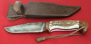 JIM ORT OZ KNIVES LARGE FORGED BOWIE CAMP KNIFE, SAMBAR STAG - Picture 1 of 4