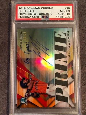 2019 Bowman Chrome Seth Beer Astros Prime Auto Orange Ref PSA/DNA 9/10💎POP 1  - Image 1 of 2