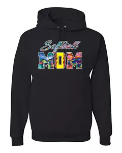 Colorful Softball Mom Mothers Day Men Women Hooded Sweatshirt - Picture 1 of 12